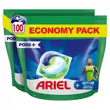 100 cápsulas Ariel Pods Detergente Lavadora Active Odor Defense