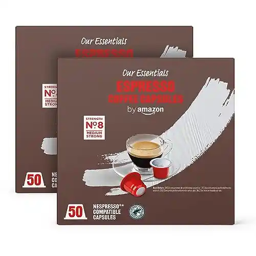 100 cápsulas de café by Amazon Espresso compatibles con Nespresso - 0,10€/cápsula