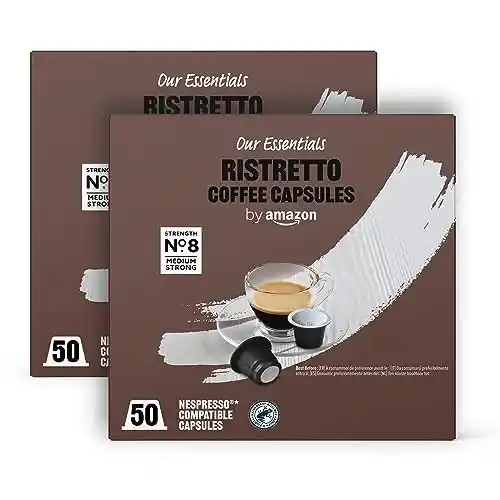 100 cápsulas de café by Amazon Ristretto compatibles con Nespresso - 0,10€/cápsula