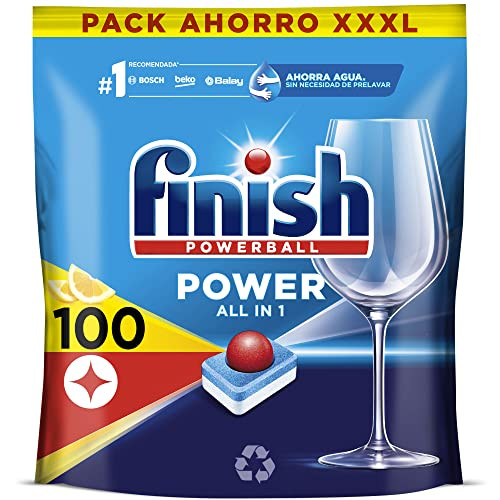 100 pastillas Finish Powerball Power All in 1 para el lavavajillas Limón
