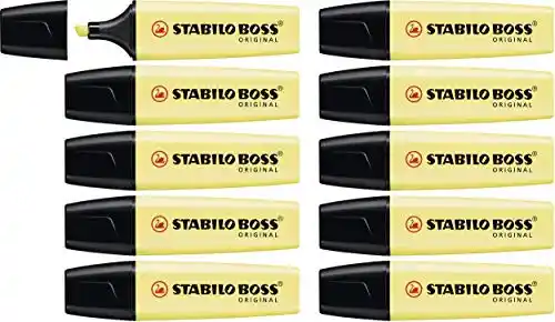 10x Rotuladores Marcadores Stabilo Boss Amarillo Cremoso