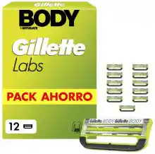 12 Recambios Gillette Labs Body Cabezales De Recambio Para Maquinilla De Afeitar
