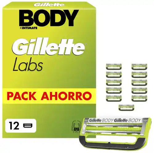 12 Recambios Gillette Labs Body Cabezales De Recambio Para Maquinilla De Afeitar