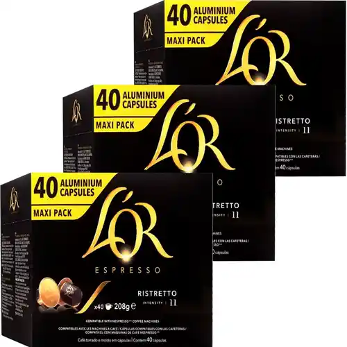 120 Cápsulas de café Ristretto L'OR compatibles Nespresso - a 0,20€ la cápsula