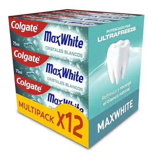 12x75ml Pasta de dientes Colgate Max White Cristales