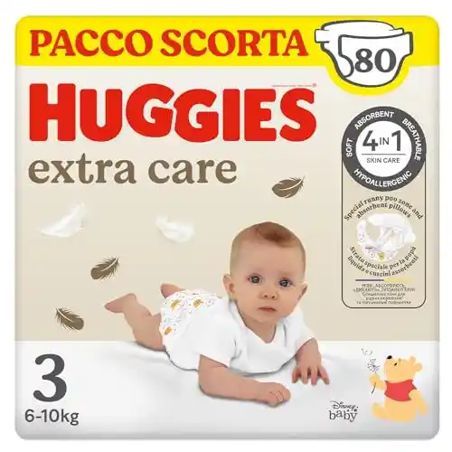 160 pañales Huggies Extra Care Talla 3 (2x80 Unidades)