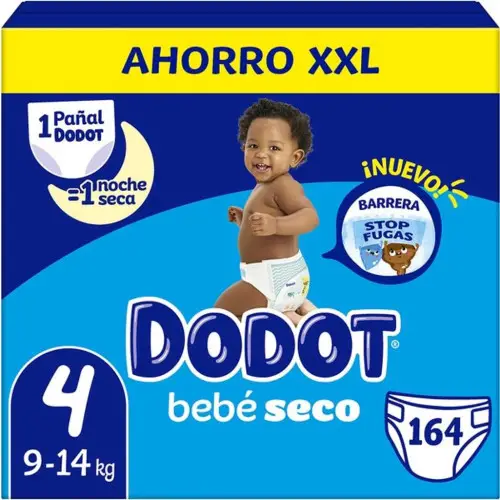 164 pañales Dodot Bebé Seco (talla 4) - A 0,19€ la unidad - Más tallas disponibles