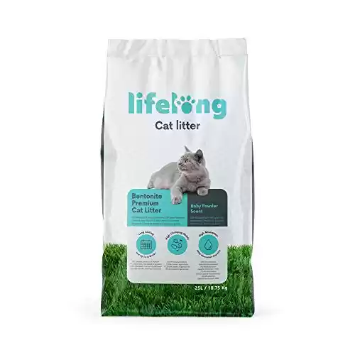 18,75kg de Arena de bentonita para gatos Premium con perfume de talco Lifelong