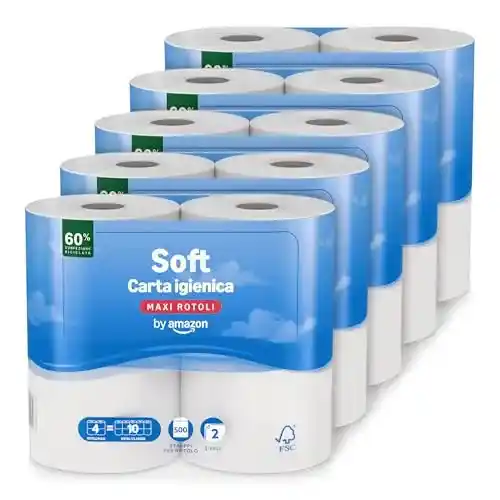20 Rollos de papel higiénico by Amazon Suave y Delicado (500 hojas)