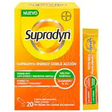 20 Sobres Supradyn Energy Stress Out Limón - Multivitamínico con Magnesio, Vitaminas B6, B12, Ácido Fólico, Rhodiola y Melisa