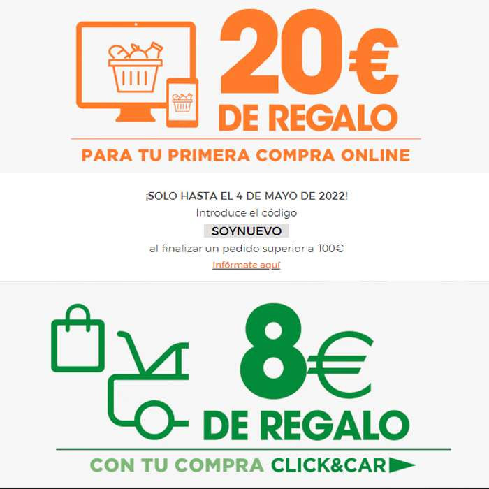 20€ de regalo en primera compra en Supermercado El Corte Inglés