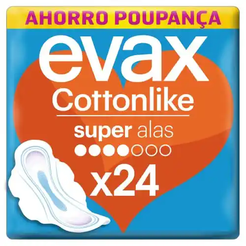 24 Compresas con Alas Evax Cottonlike