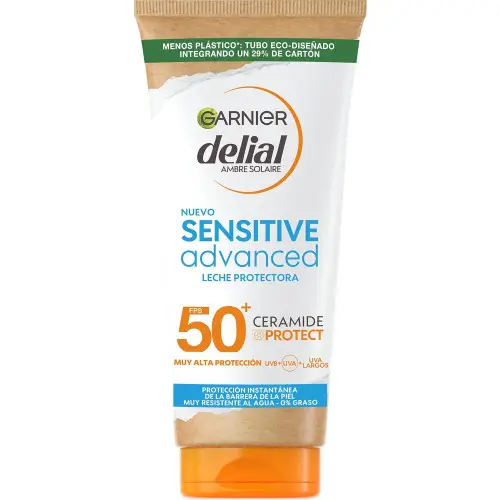2x botes de Crema Solar IP50+ de 200 ml Garnier Delial Sensitive Advanced