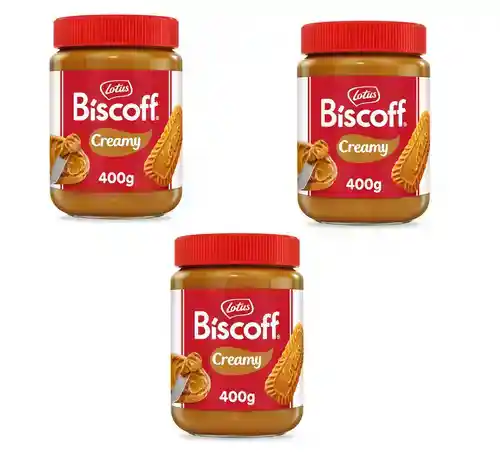 3 botes de 400g de crema para untar Lotus Biscoff - Sabor Galleta Original Caramelizado