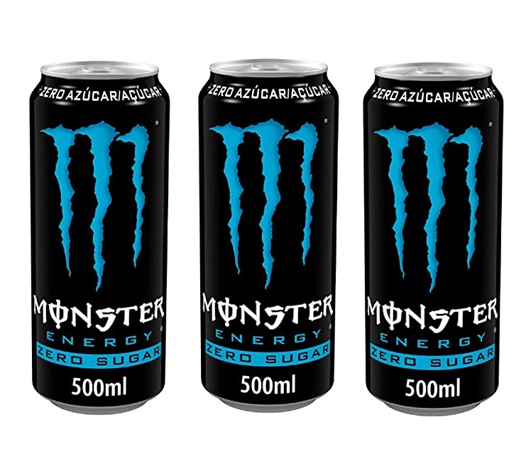 3 latas de Monster Energy Zero Sugar - Bebida energética sin azúcar