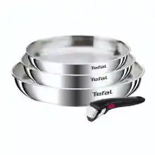 3 Sartenes de Acero Inoxidable Tefal Ingenio Emotion + Mango