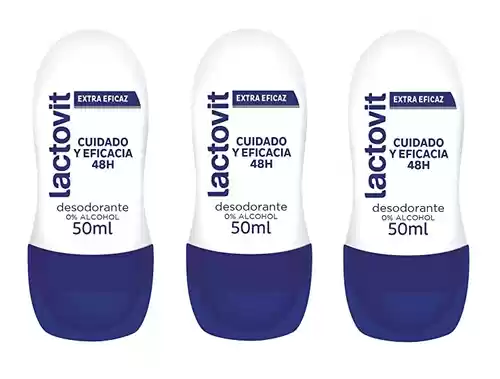 3 unidades de Lactovit Desodorante Roll on Extra Eficaz Protección Inteligente