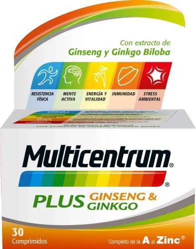 30 comprimidos Multicentrum PLUS Ginseng & Ginkgo para Adulto