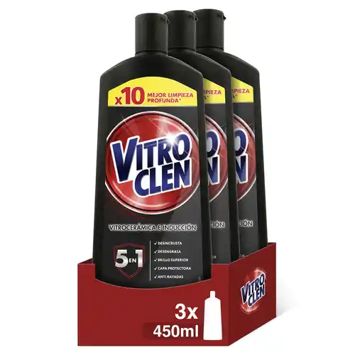3x450ml Vitroclen Limpiador Vitrocerámica Crema