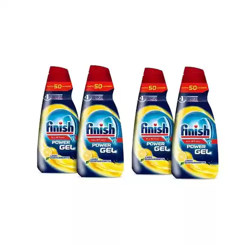 4 botes de Finish All in 1 Max Power Gel Limón Higiene Lavavajillas (total 200 lavados)