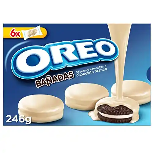 4 cajas de Oreo Bañadas Galletas de Cacao Rellenas de Crema Sabor Vainilla y Cubiertas de Chocolate Blanco 246g