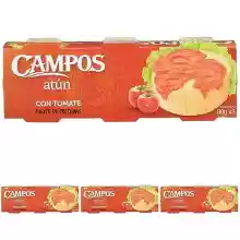 4 packs de 3 latas de 80g atún con tomate CAMPOS