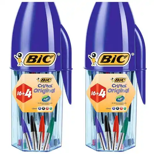 40 Bolígrafos BIC Cristal Original Punta Media (2 packs de 20 unidades)