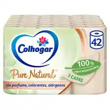 42 rollos de Papel Higiénico Biodegradable Suave y Resistente Colhogar Pure Natural (3 Capas)
