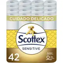 42x Rollos de papel higiénico Scottex Sensitive 3 capas con leche de almendra