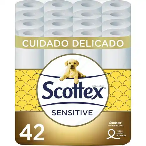 42x Rollos de papel higiénico Scottex Sensitive 3 capas con leche de almendra