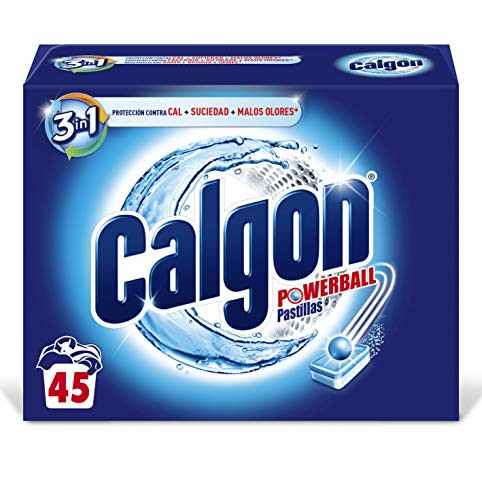 45 pastillas Calgon Powerball - Antical para la Lavadora, Elimina Olores y Suciedad