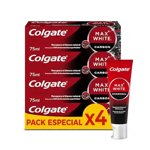 4x Pasta de Dientes Blanqueadora Colgate Max White Carbón Activado