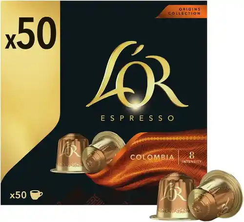 50 Cápsulas L'OR Espresso Café Colombia, Compatible con máquinas Nespresso