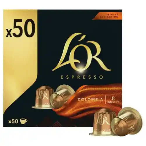 50x Cápsulas Espresso L'OR Colombia Intensidad 8 -  Compatibles Nespresso