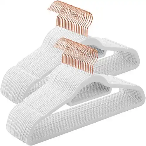 50x Perchas Terciopelo Blancas