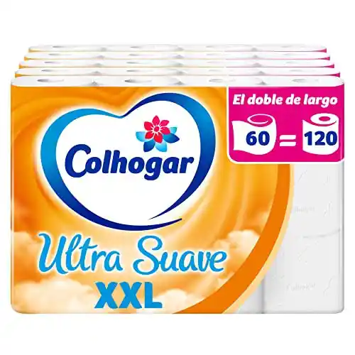 60 rollos Colhogar Ultra Suave XXL - Equivalente a 120 rollos - 2 Capas