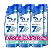 6x H&S Pro-Expert 7 Champú Anticaspa Alivio Picor 300ml