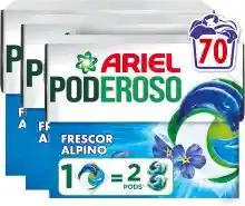 70 cápsulas de detergente lavadora Ariel PODs PODEROSO