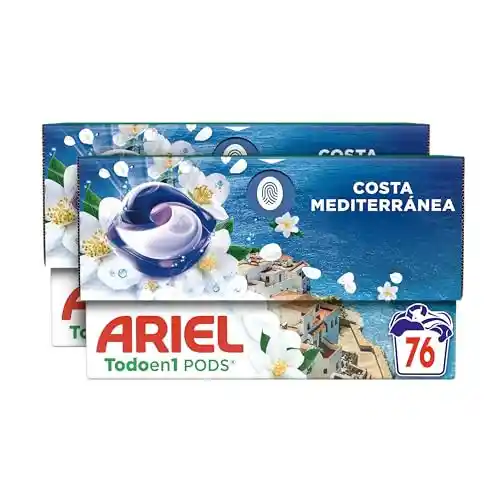 76 cápsulas de detergente Ariel Todo en 1 Pods