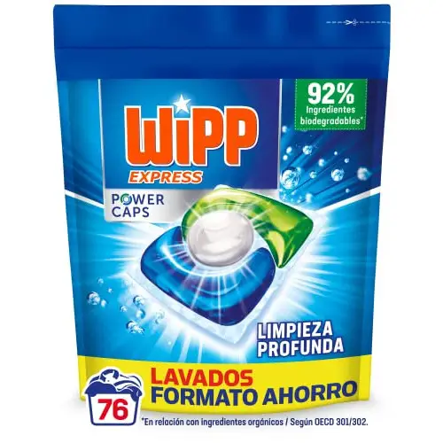 76 cápsulas Wipp Express Power Caps Detergente Lavadora