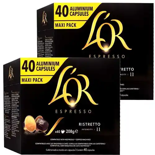 80 Cápsulas Ristretto L'OR compatibles Nespresso - a 0,23€ la cápsula