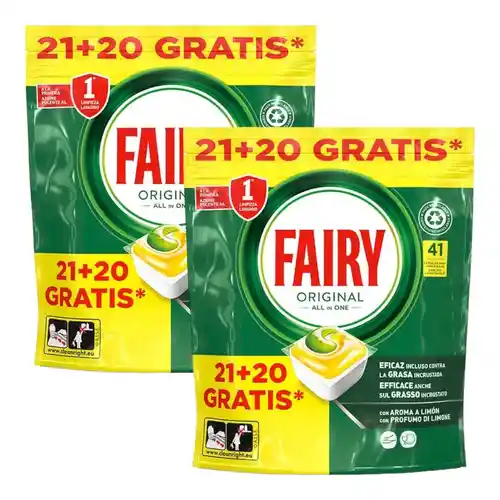 82 Cápsulas lavavajillas Fairy Original Todo en uno limón