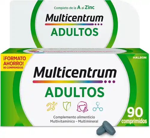 90 comprimidos MULTICENTRUM, Complemento Alimenticio Multivitamínico y Multimineral para Adultos y Adolescentes
