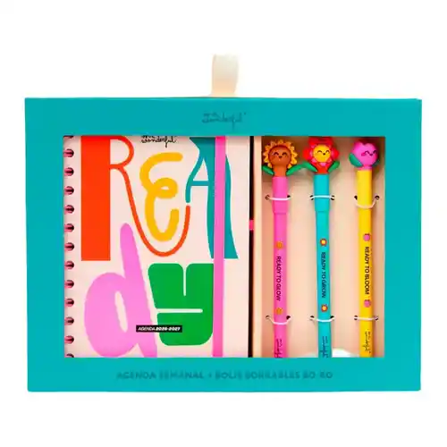 Agenda escolar Mr. Wonderful Ready con bolígrafos borrables Bo-Bo (2026-2027)