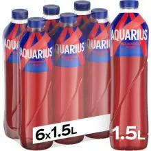 AQUARIUS Melocotón Rojo, Baja en Calorías - Pack 6 Botellas de 1.5L