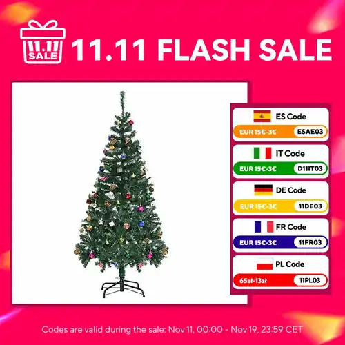 Árbol de Navidad Artificial 150 cm + 48 adornos