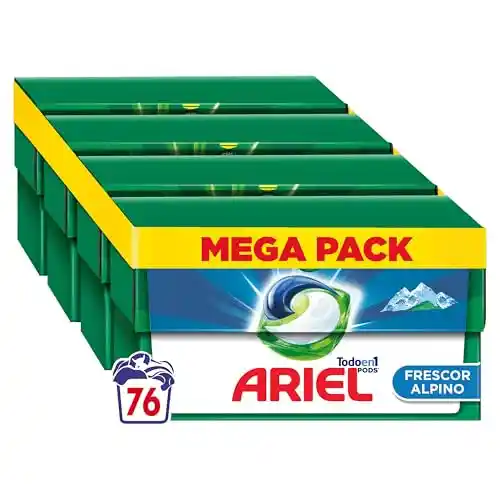 ARIEL PODS Todo en 1 Detergente Lavadora Liquido en Capsulas, 76 Lavados (4x19)