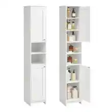 Armario de baño SONGMICS HOME alto con montaje sin herramientas y 2 puertas
