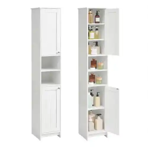 Armario de baño SONGMICS HOME alto con montaje sin herramientas y 2 puertas