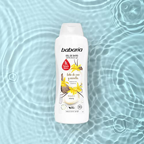 Babaria - Gel de baño con leche de coco y vainilla - Formato ahorro - 1L